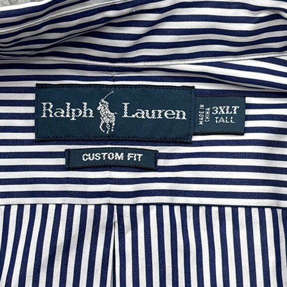 Ralph Lauren Shirt Mens 3XLT Blue Striped Long Sleeve Oversized - Picture 5 of 11